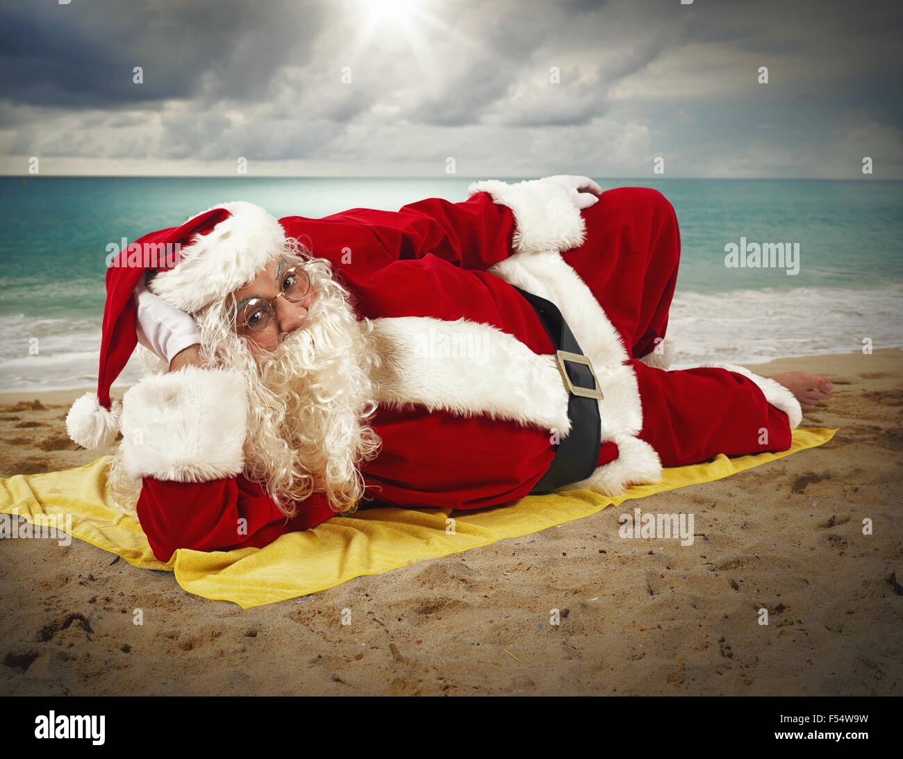 Urlaub am Strand von Santa Claus Stockfoto