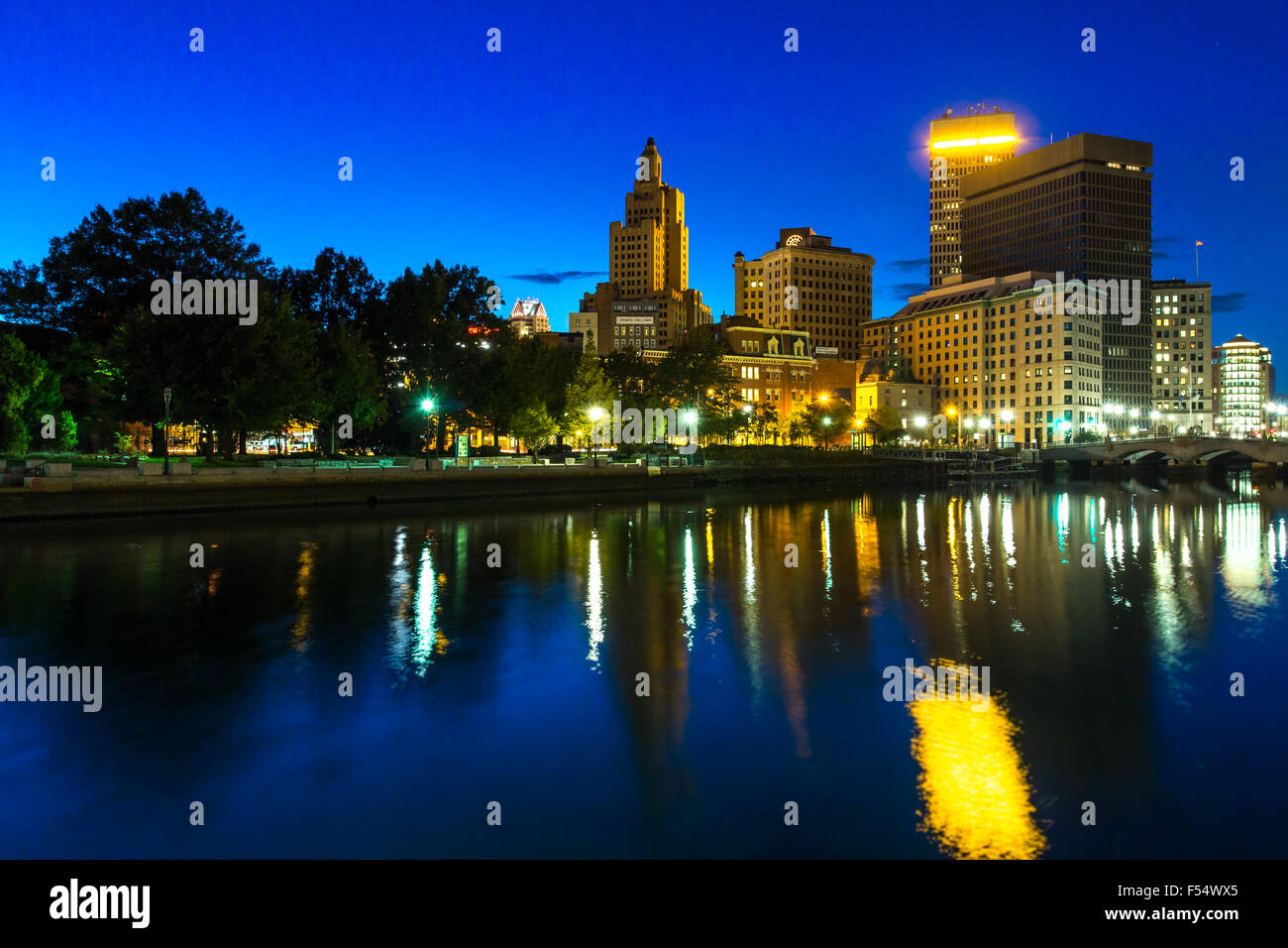 Providence Rhode Island Nacht Stockfoto