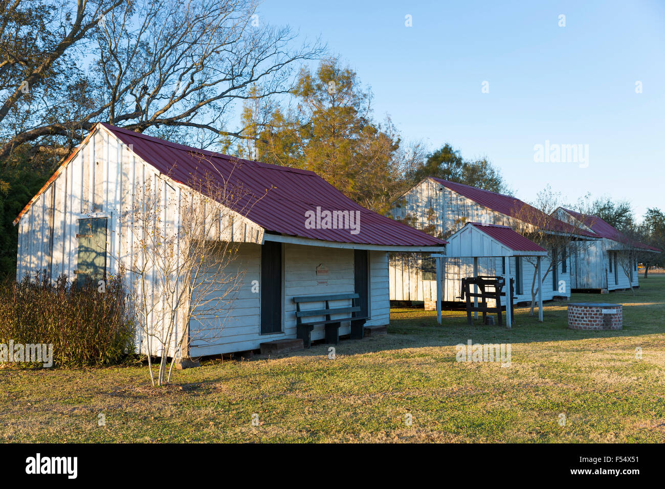 Erhalten Sklave Viertel Hütten am Baumwollplantage in Frogmore Bauernhof in Ferriday, den tiefen Süden, Louisiana, USA Stockfoto
