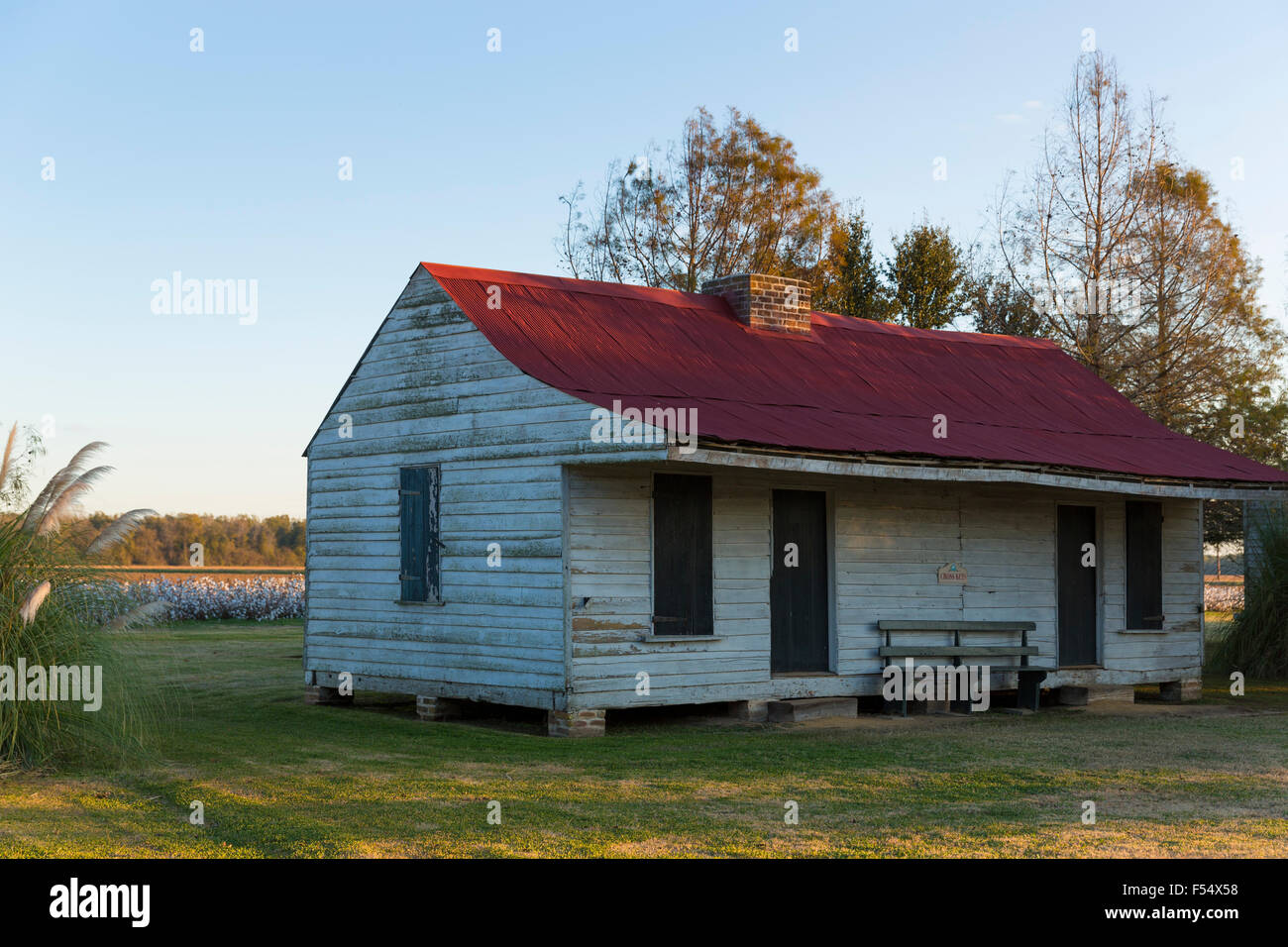 Erhalten Sklave Viertel Hütten am Baumwollplantage in Frogmore Bauernhof in Ferriday, den tiefen Süden, Louisiana, USA Stockfoto