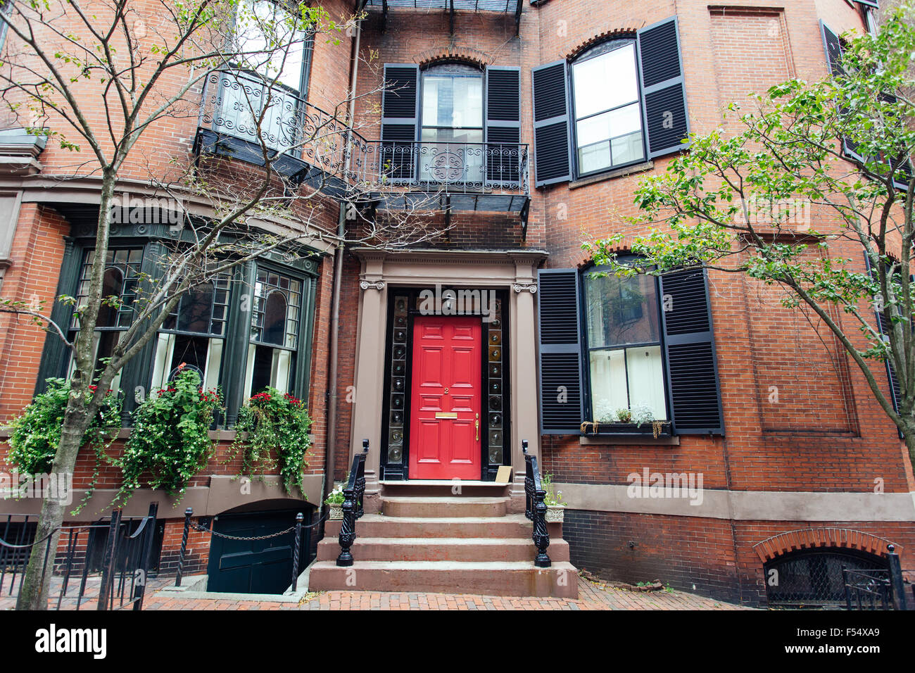 aus rote Backstein Haus Boston Beacon hill Stockfoto