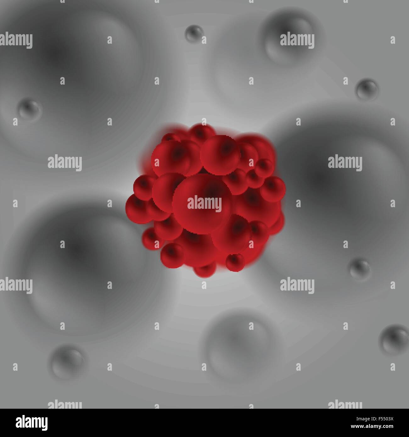 Rote Bakterium Molekül auf dunklem Hintergrund. Vektor-design Stock Vektor