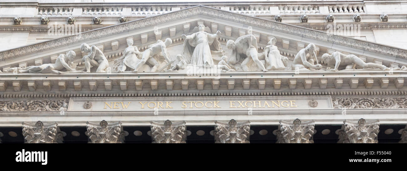 Der Börse an der Wall Street und Broad Street, New York, USA Stockfoto