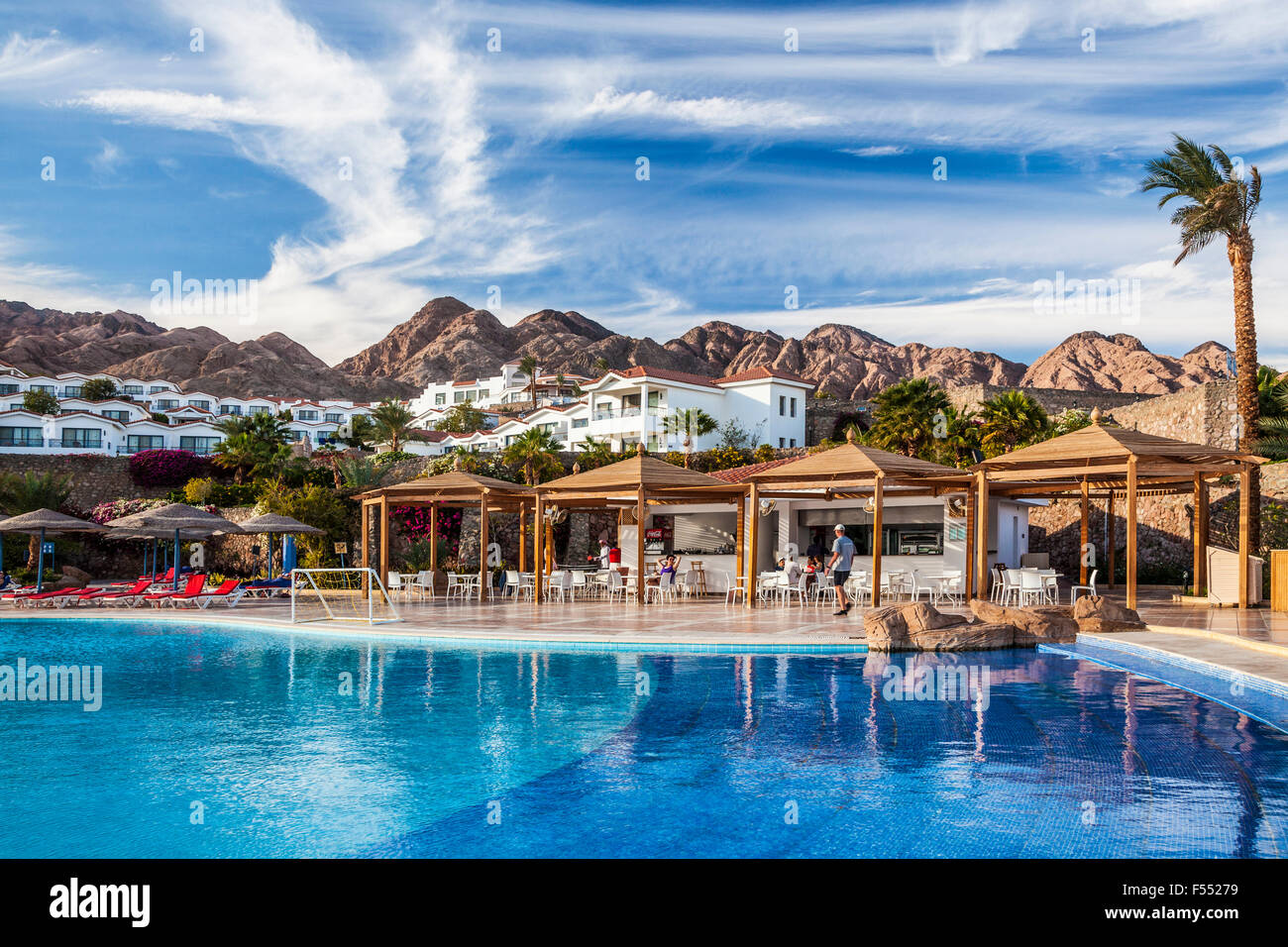 Das Mercure Sol Dahab Hotel an der Küste des Roten Meeres in Ägypten. Stockfoto