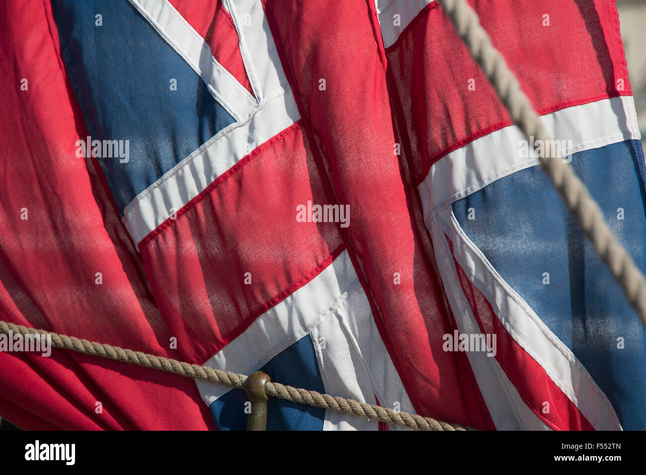 Nahaufnahme der britischen Flagge Leinwand Stockfoto