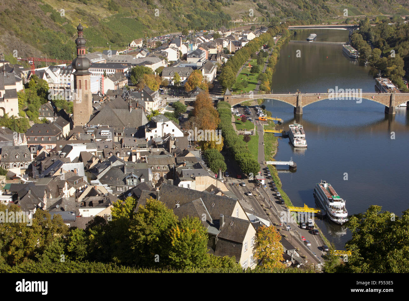 Blick von der Burg Cochem an der Mosel in Deutschland. Stockfoto