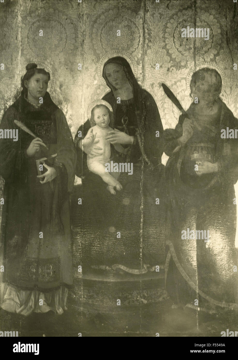 Sakrale Kunst: Madonna mit Kind und Schreiber, Capua, Italien Stockfoto