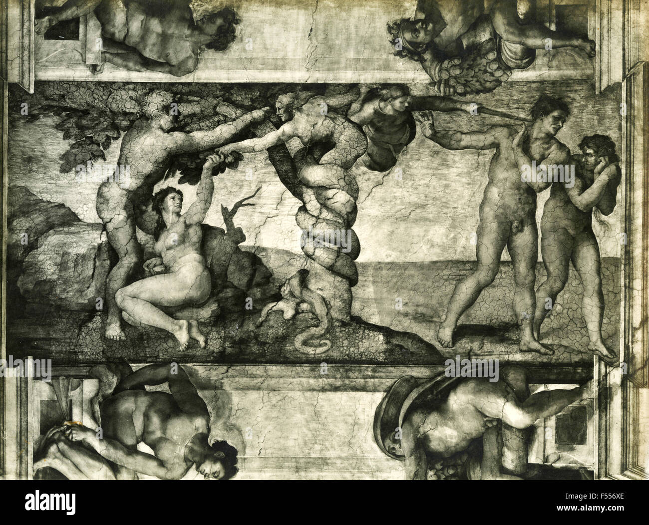 Sixtinische Kapelle, Vatikan: The Original Sin, von Michelangelo gemalt Stockfoto