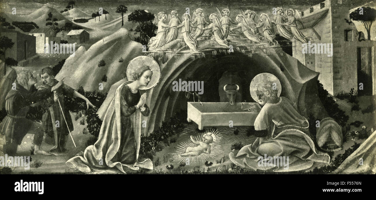 Vatikan Bildergalerie: die Geburt Christi, gemalt von Fra Angelico Schule Stockfoto