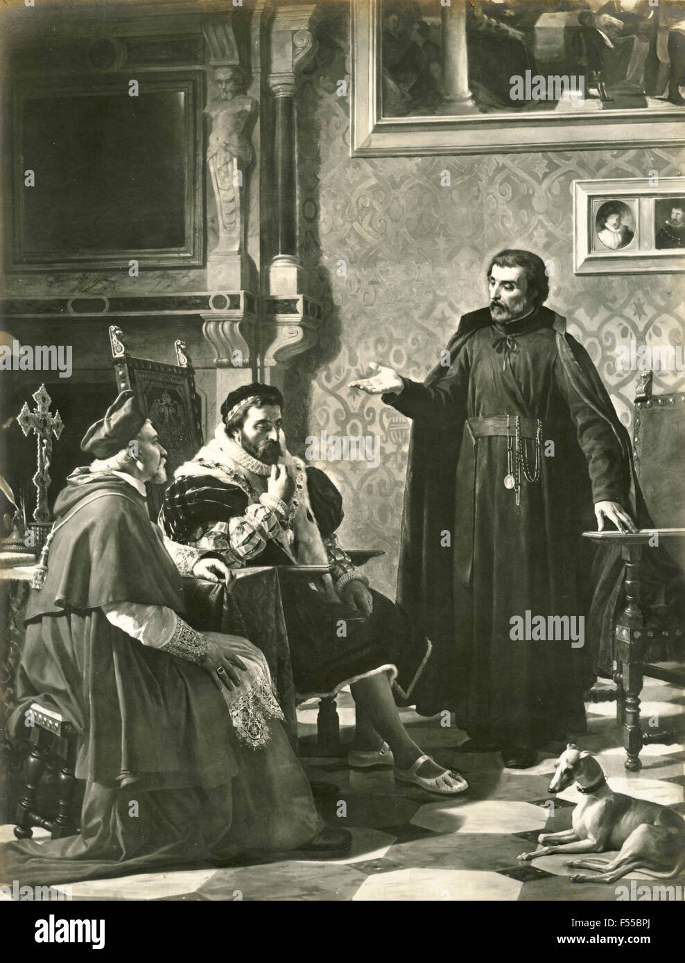 Kaiser Ferdinand und der Kardinal Messing, gemalt von Fracassini Stockfoto