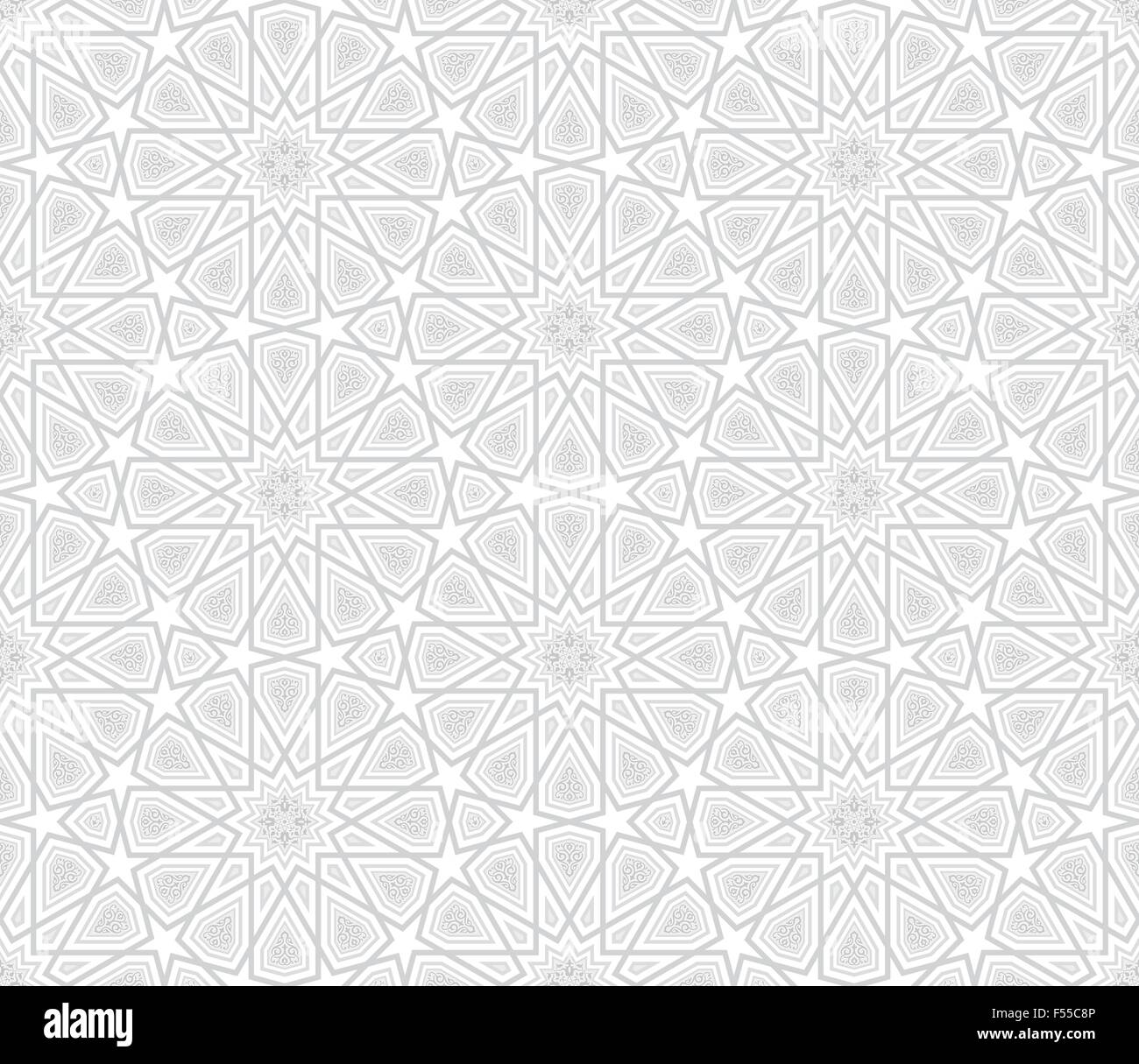 Arabesque Sternenmuster, hellen grauen Hintergrund, Vektor-Illustration Stock Vektor