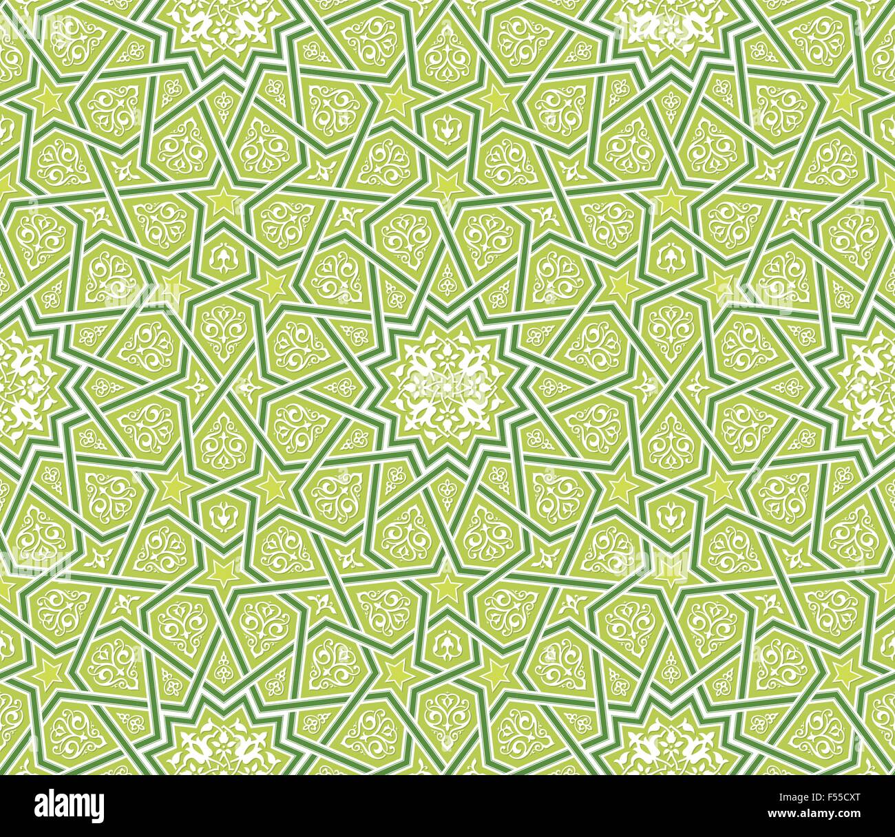 Arabesque Stern Ornament grünen Hintergrund, Vektor-Illustration Stock Vektor