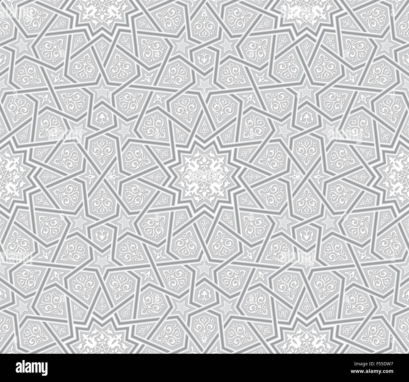 Arabesque Sterne Ornament hellen grauen Hintergrund, Vektor-Illustration Stock Vektor