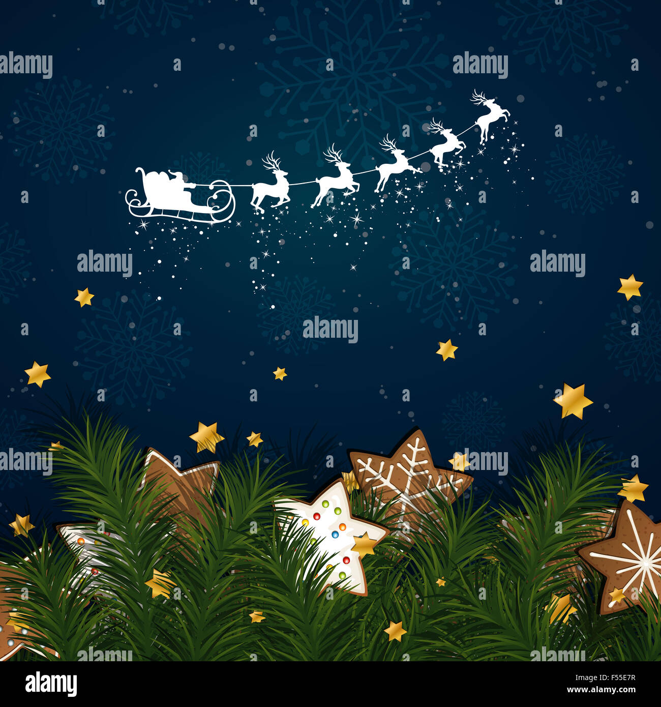 Abbildung eines Weihnachten Hintergrund mit Lebkuchen Stockfoto