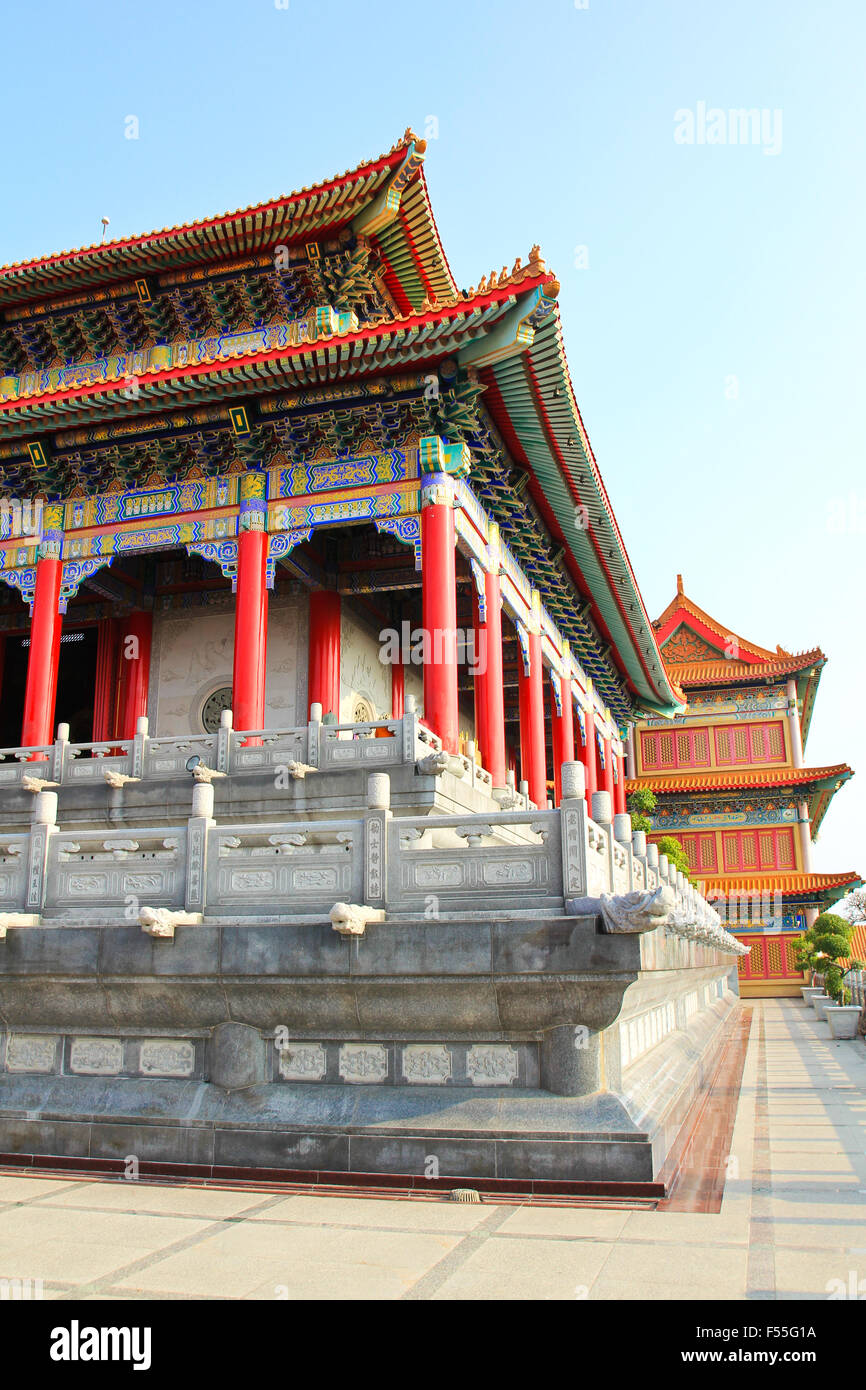 Traditionellen chinesischen Stil Tempel am Wat Leng-Noei-Yi in Nonthaburi, Thailand. Stockfoto