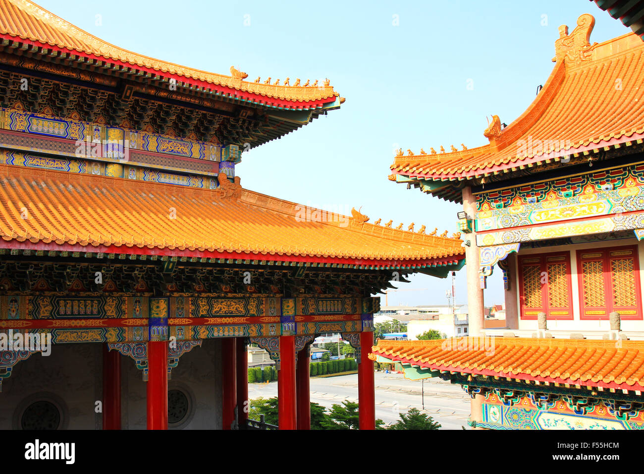 Traditionellen chinesischen Stil Tempel am Wat Leng-Noei-Yi in Nonthaburi, Thailand. Stockfoto