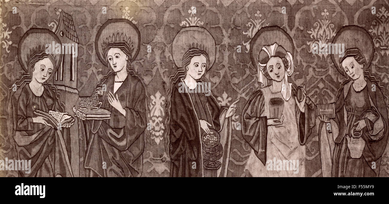 Wandteppich Vertreter einer mittelalterlichen Szene Stockfoto