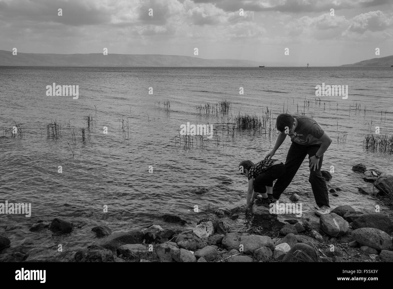 Pilger auf dem See Genezareth Stockfoto