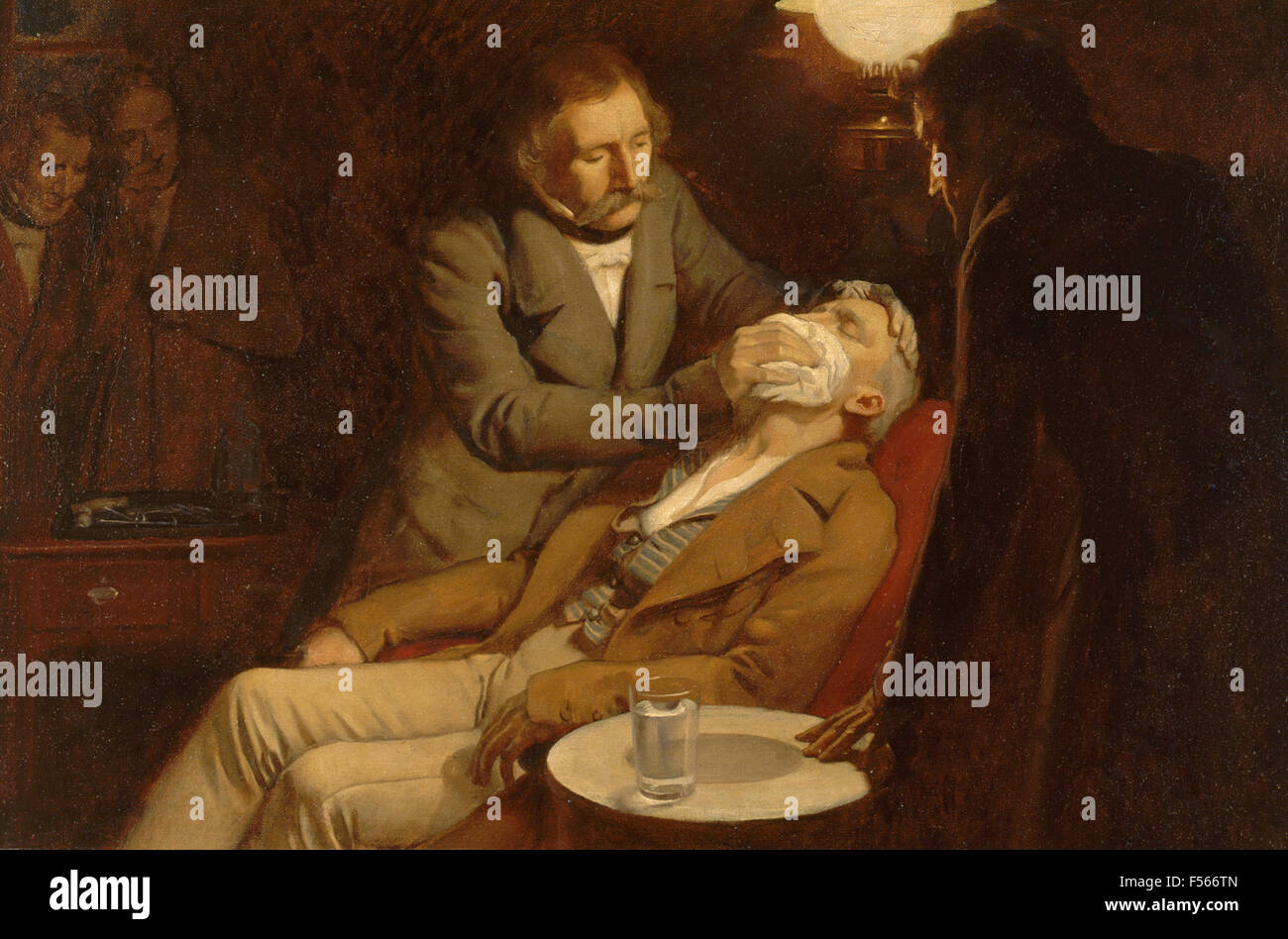 WILLIAM THOMAS MORTON (1819-1868) amerikanischer Zahnarzt gezeigt, die erste Nutzung des Äthers als Narkosemittel 1846. Stockfoto
