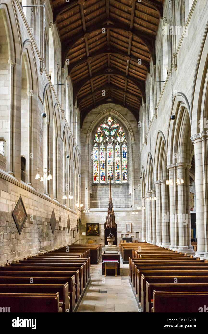 Das Kirchenschiff in Hexham Abbey, Hexham, Northumberland, England, UK Stockfoto