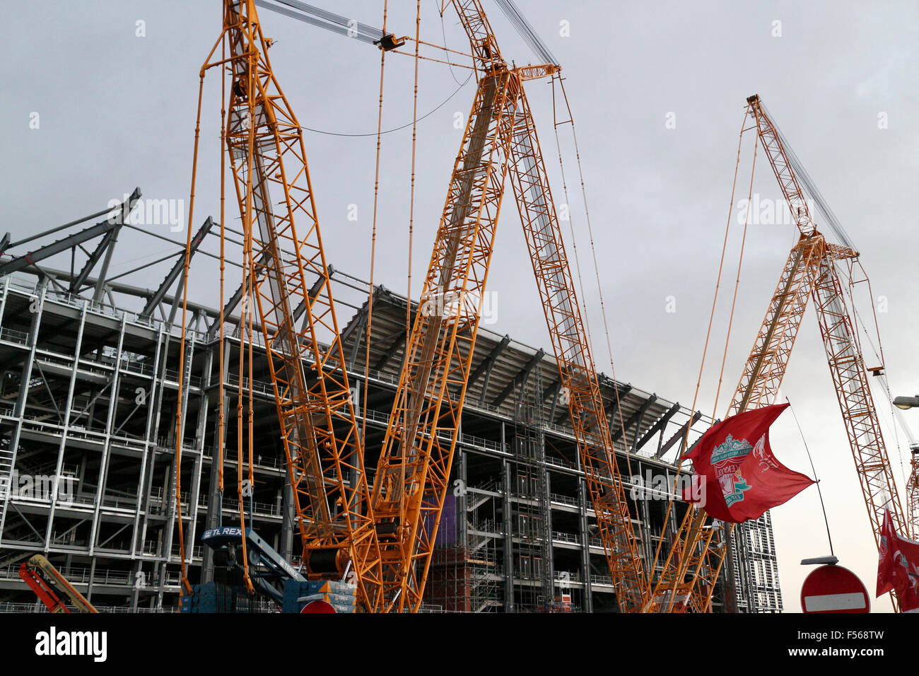 FC Liverpool Anfield-Stadion wichtigsten stehen Erweiterung laufende England UK Stockfoto