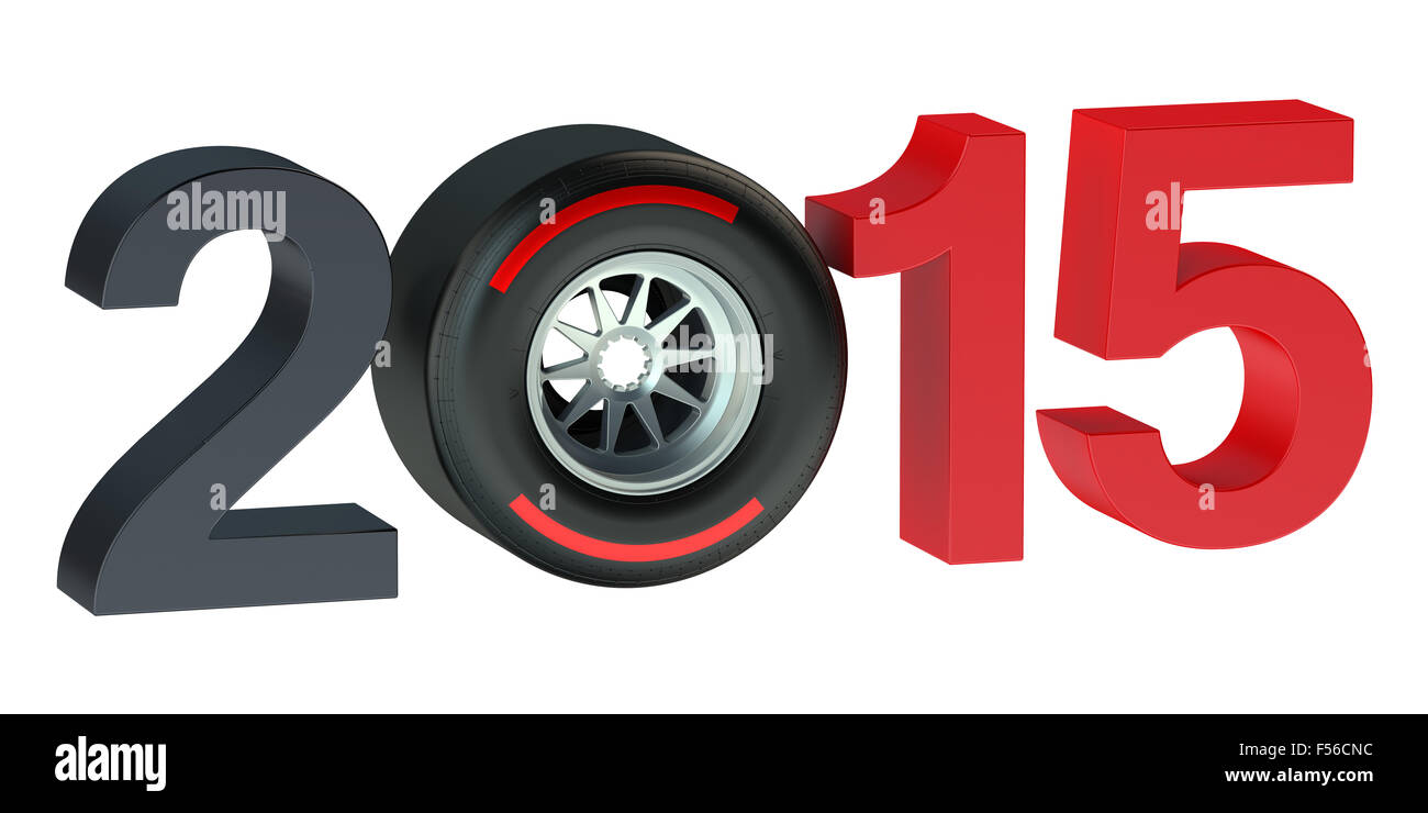 F1 Formel 1 Grand Prix 2015 Konzept isoliert auf weißem Hintergrund Stockfoto