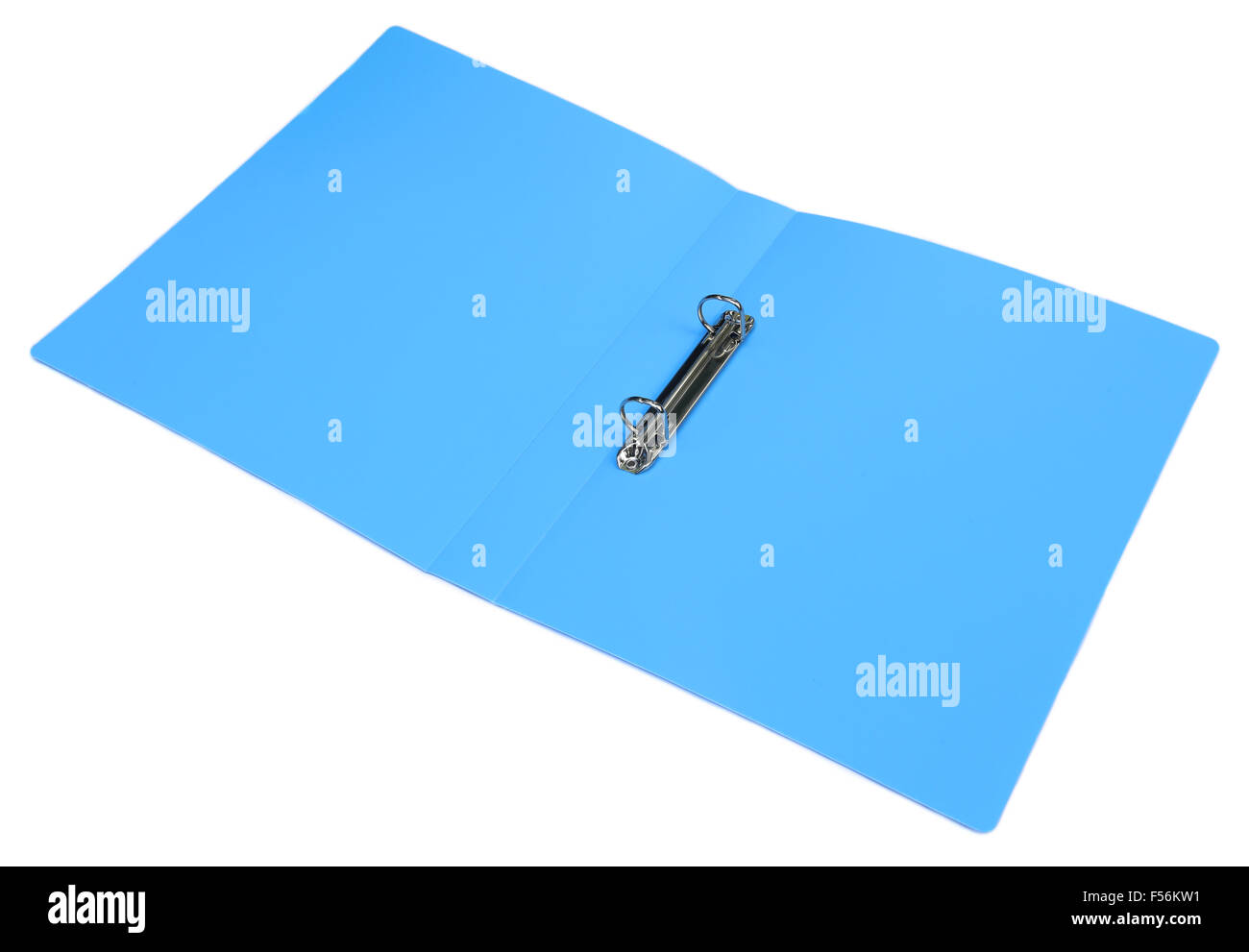 Blaue Kunststoff-Ordner auf weißem Hintergrund Stockfoto