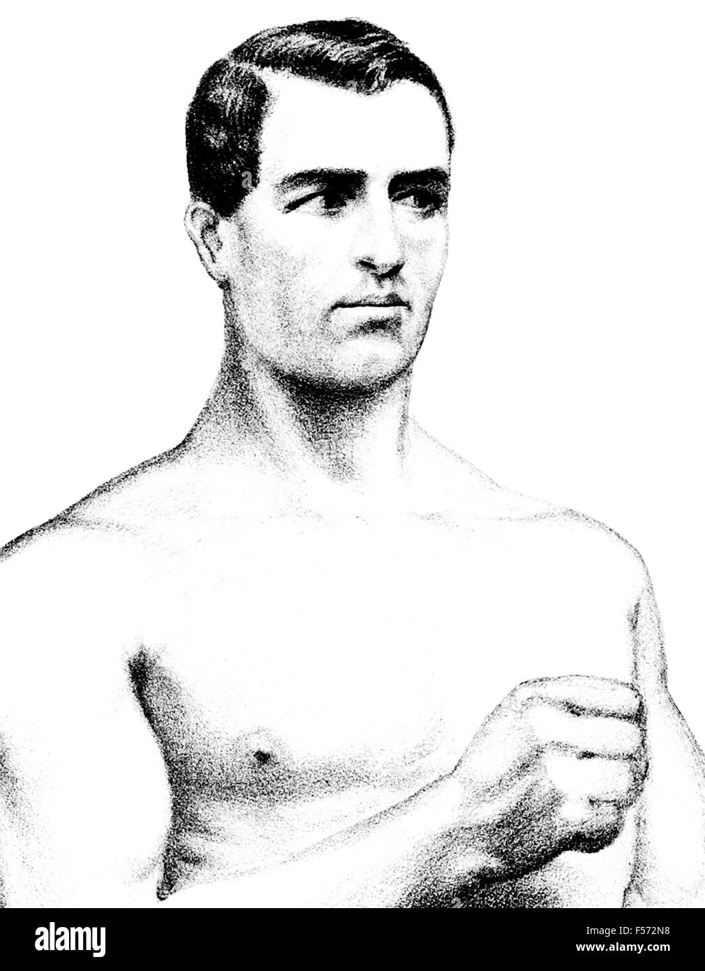 Vintage Porträt des amerikanischen bloßen Fäusten Boxer John C Heenan (1834-1873). Heenan, geboren in New York und den Spitznamen "The Benicia Boy", wurde-Schwergewichts-Champion of America standardmäßig im Jahre 1859 nach Titelträger John Morrissey, Heenan des Vorjahres geschlagen hatte, zog sich zurück. Heenan bekanntlich kämpfte Tom Sayers, der Meister von England, in was gilt als die erste jemals "Weltmeisterschaft" Kampf am Farnborough, Hampshire, England, am 17. April 1860 - einen Kampf, der nach 42 Runden in einem Unentschieden endete. Stockfoto