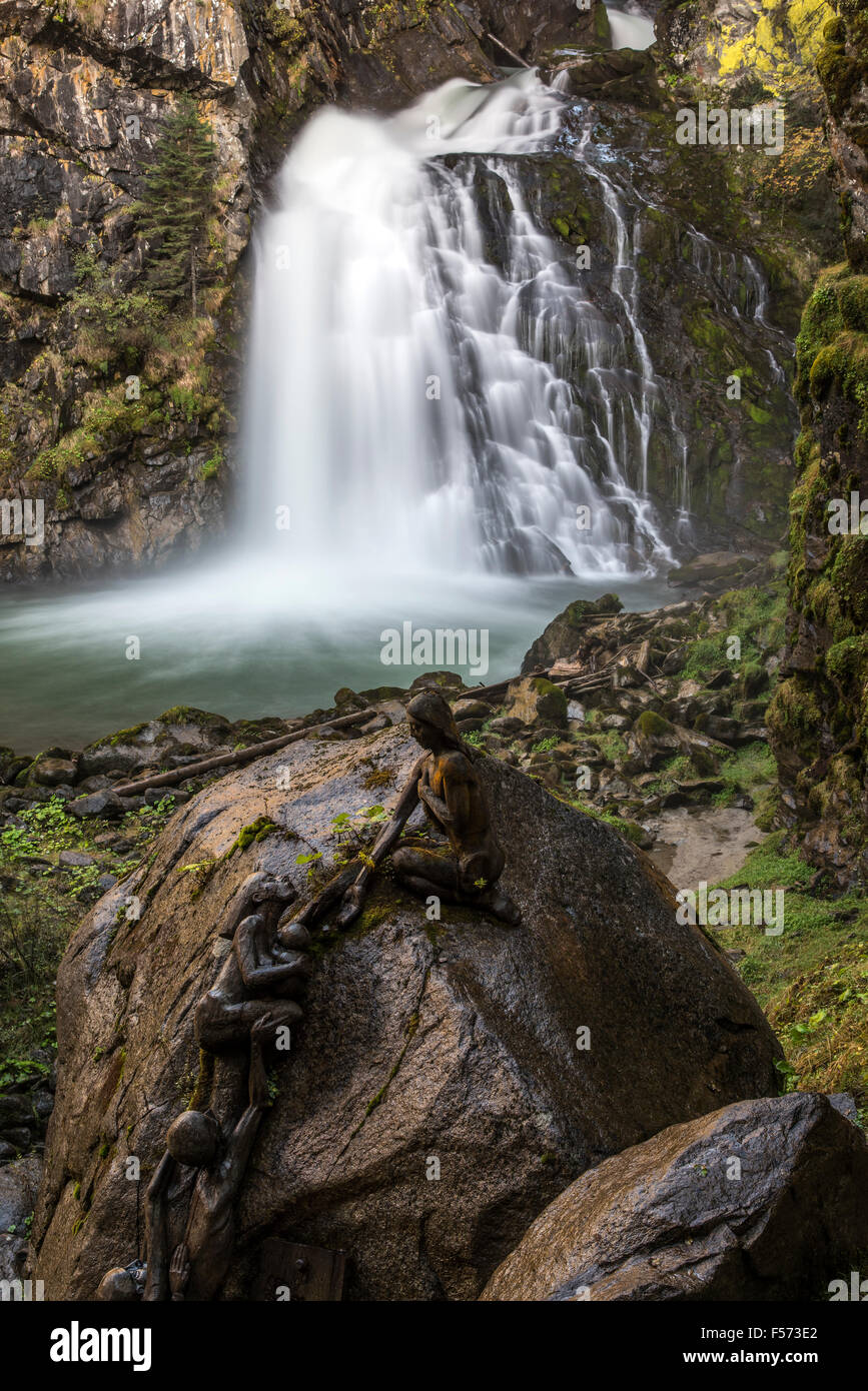 Cascate di Riva oder Reinbach Wasserfall, Sand in Taufers oder Taufers, Alto Adige - Südtirol, Italien Stockfoto