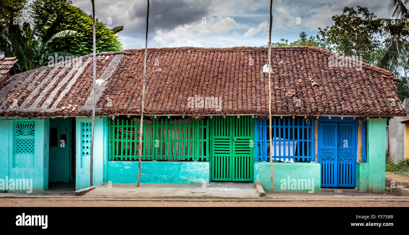 Typisches Dorfhaus in Süd-Indien Stockfoto