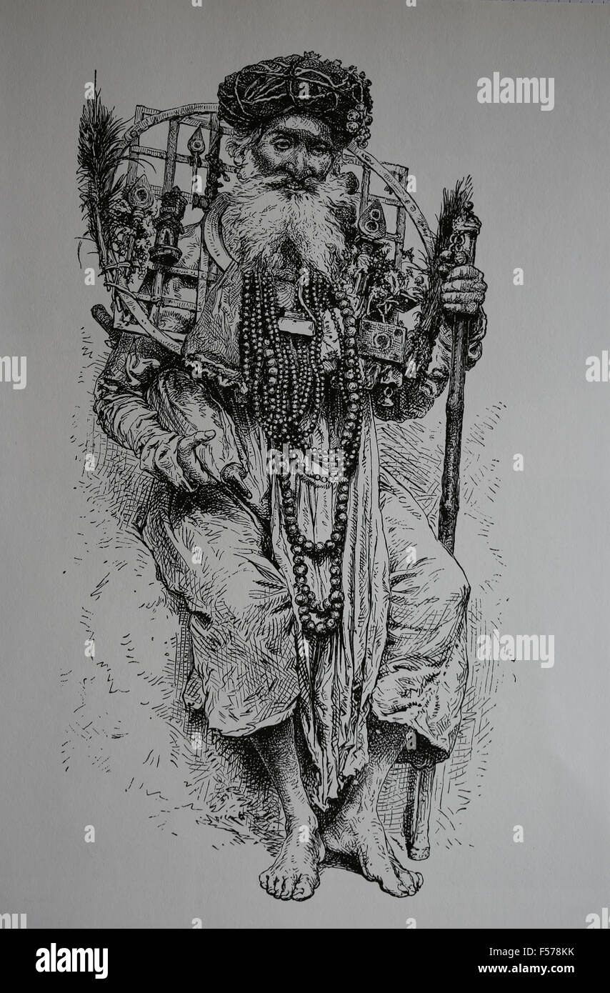 Asien. Indien. Hindu Fakir. Kupferstich, 19. Jahrhundert. Stockfoto