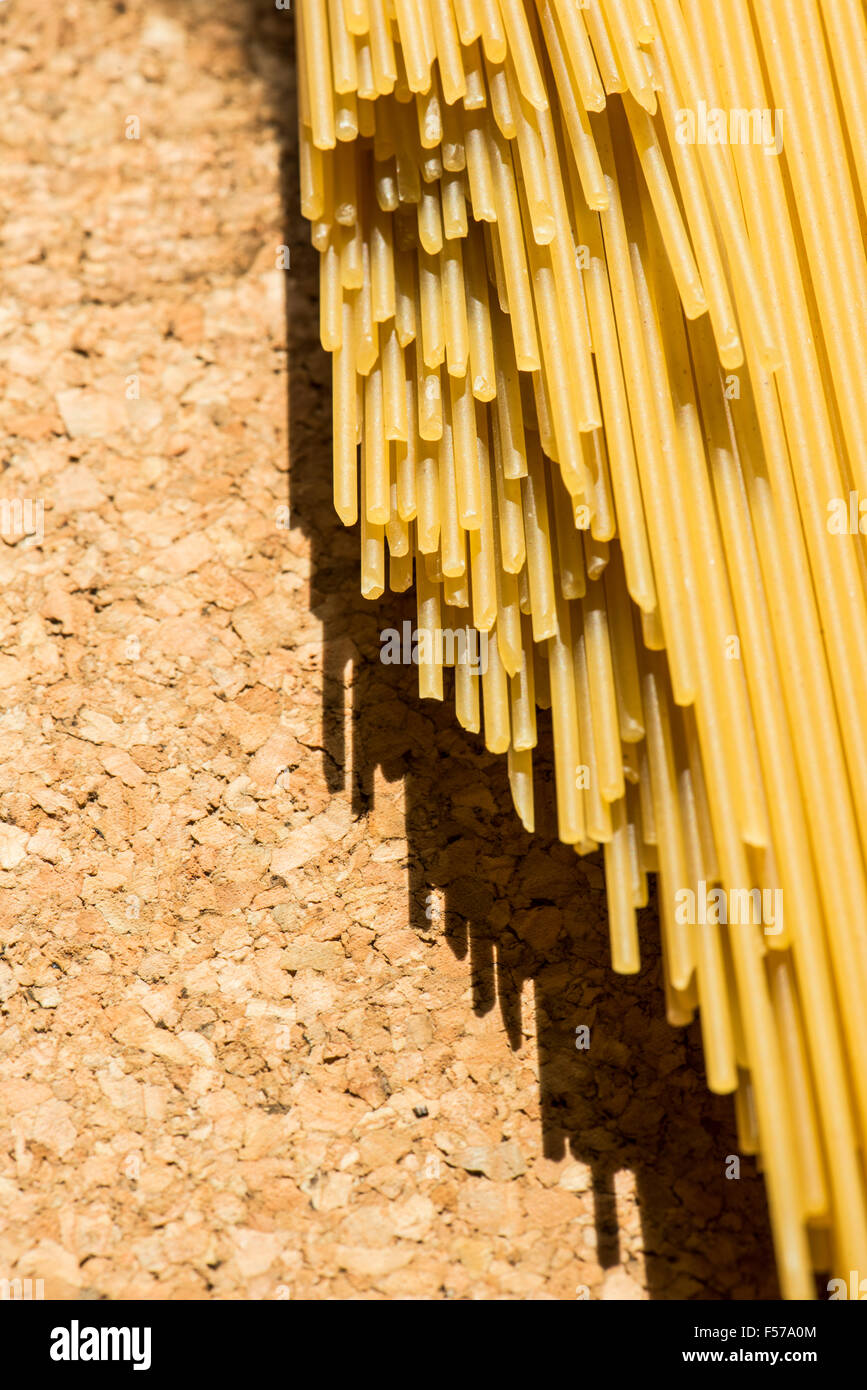 Nahaufnahme von Spaghetti. Konzept der italienischen Küche. Stockfoto