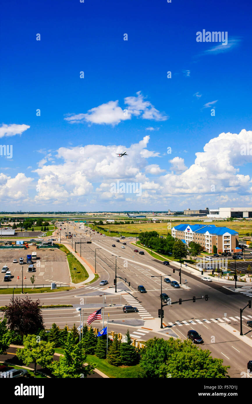 Minneapolis-St. Paul International Airport und den umliegenden Hotels in Minnesota Stockfoto