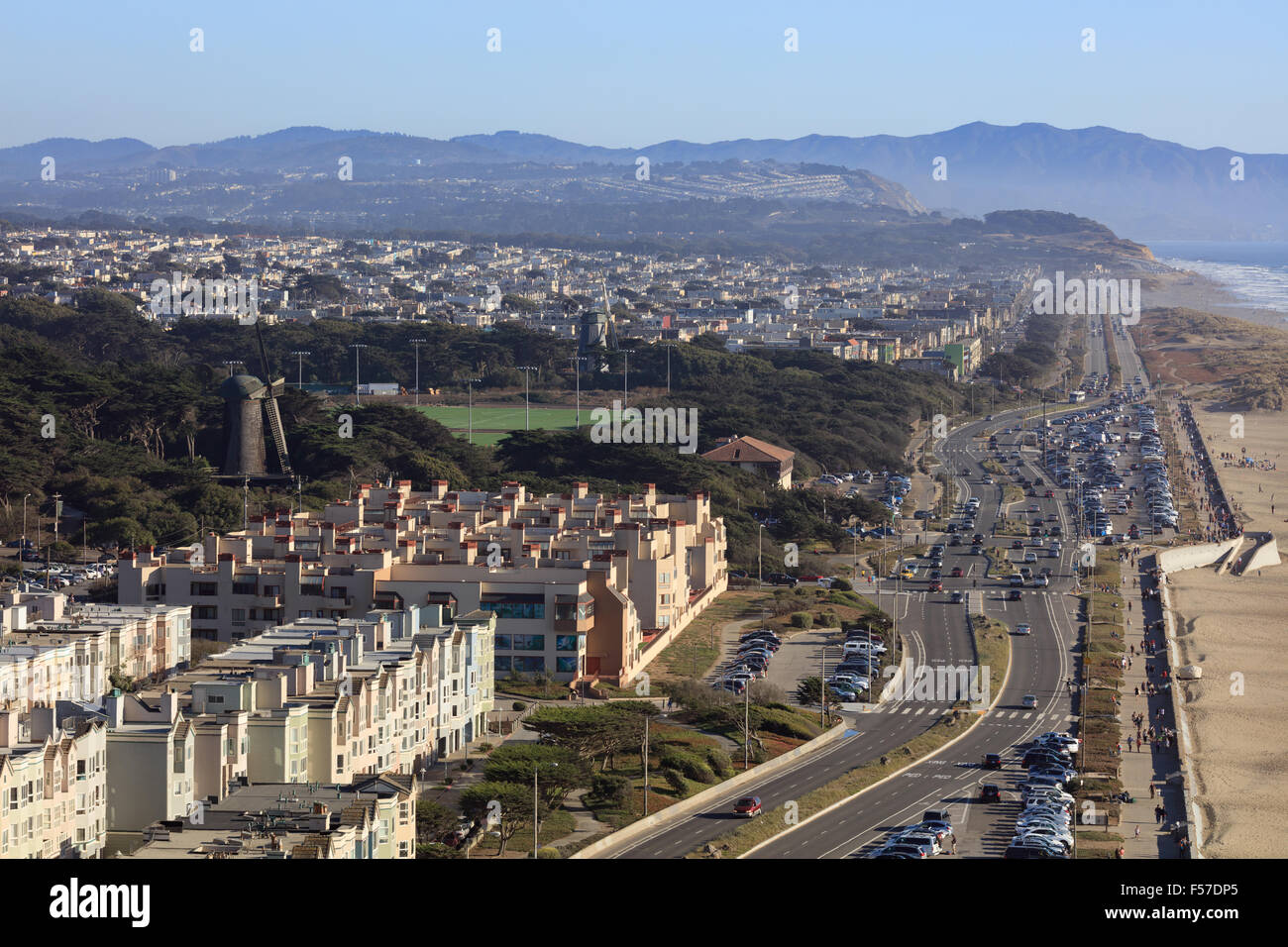 Ocean Beach, San Francisco, CA. (Ansicht von Sutro Heights) Stockfoto
