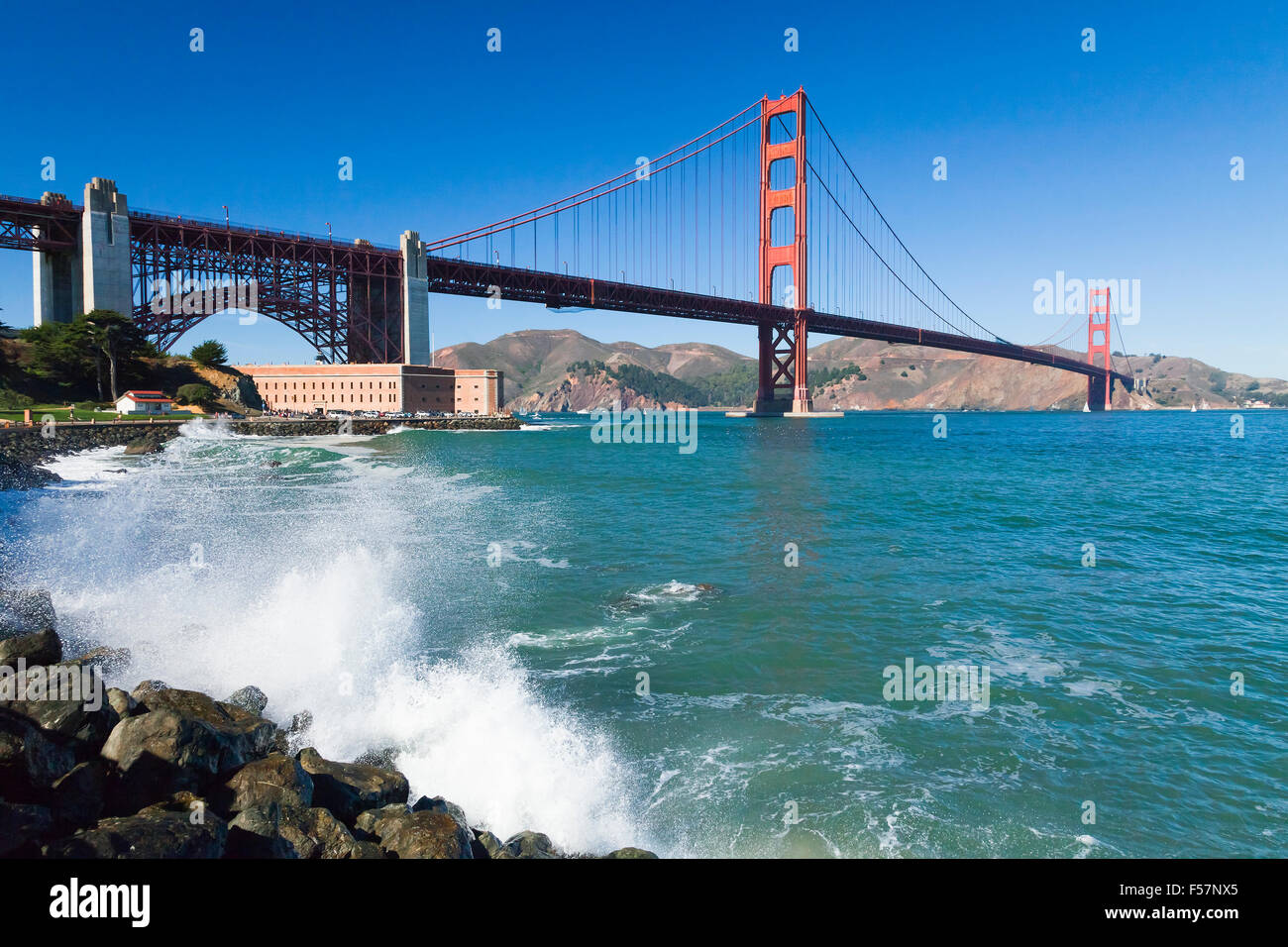 Die Golden Gate Bridge und Fort Point Stockfoto