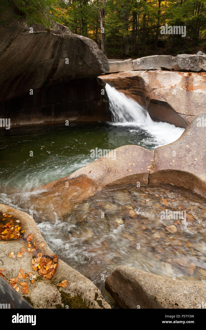 Das Becken und Wasserfall, eine geologische Besonderheit, Franconia Notch State Park, New Hampshire, New England USA Stockfoto