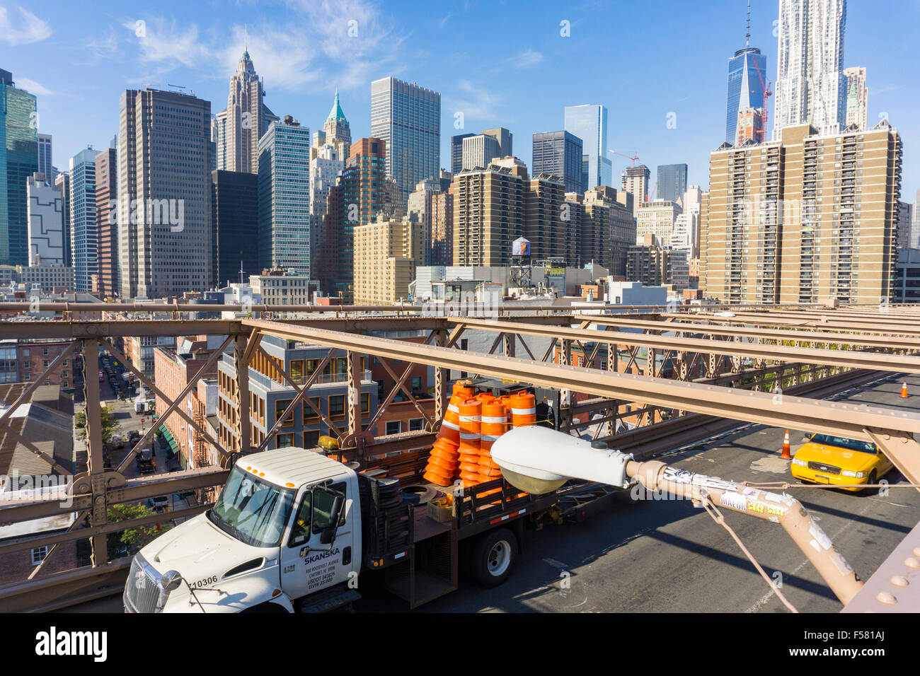 Hafen Sie mit Schiffen am Battery Park, New York Stockfoto
