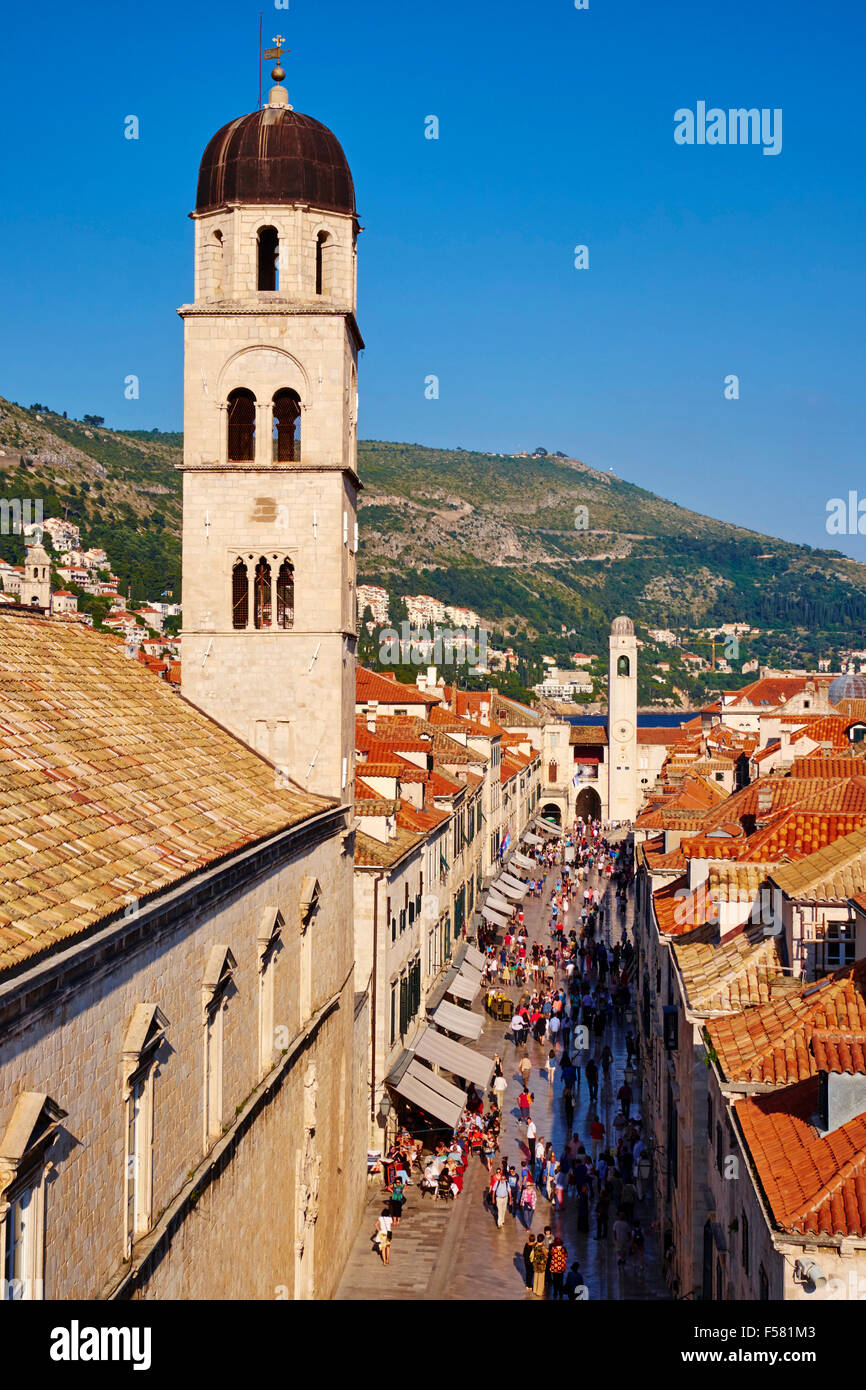 Kroatien, Dalmatien, Dubrovnik, Altstadt, UNESCO-Weltkulturerbe, Altstadt, Haupt Straße Placa Stradum Stockfoto