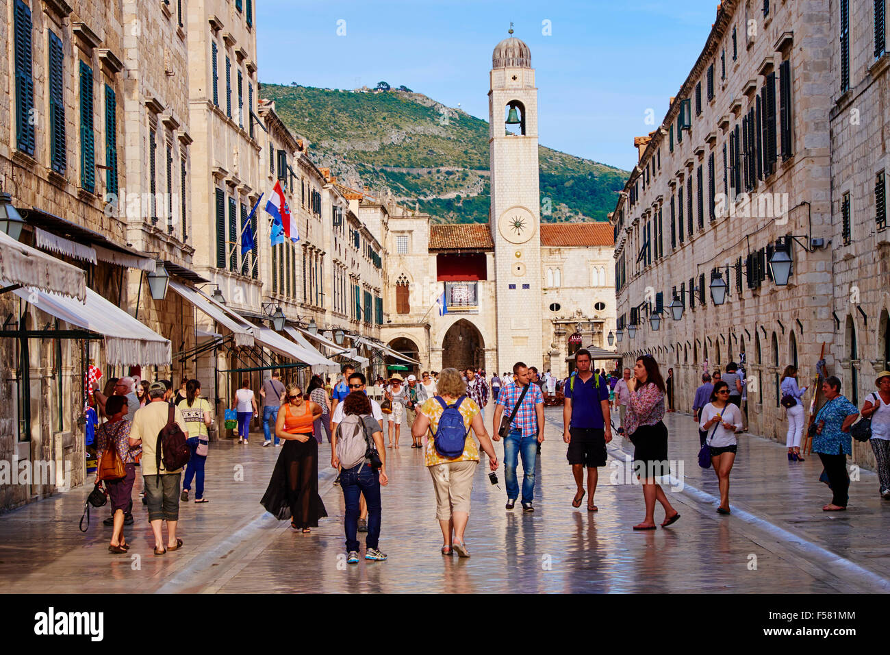 Kroatien, Dalmatien, Dubrovnik, Altstadt, UNESCO-Weltkulturerbe, Altstadt, Haupt Straße Placa Stradum Stockfoto