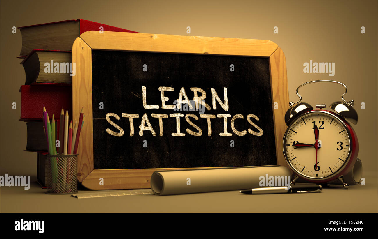 Lernen Sie Statistik - inspirierend Zitat Hand auf Tafel gezeichnet. Der Hintergrund jedoch unscharf. Getönten Image. Stockfoto