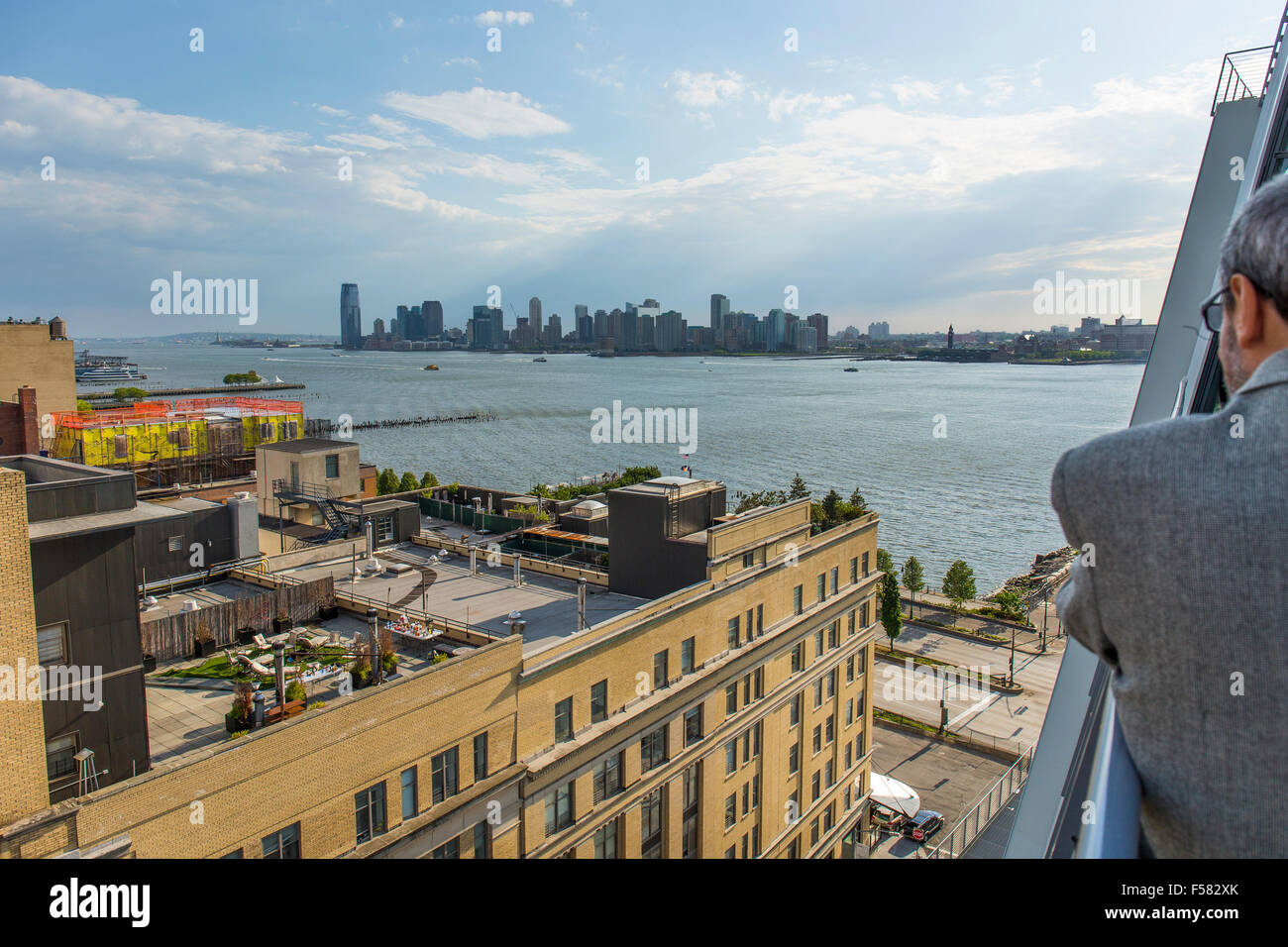 Eine äußere Aufnahme im neuen Gebäude von dem Whitney Museum of American Art auf 22.05.15 genommen. Stockfoto