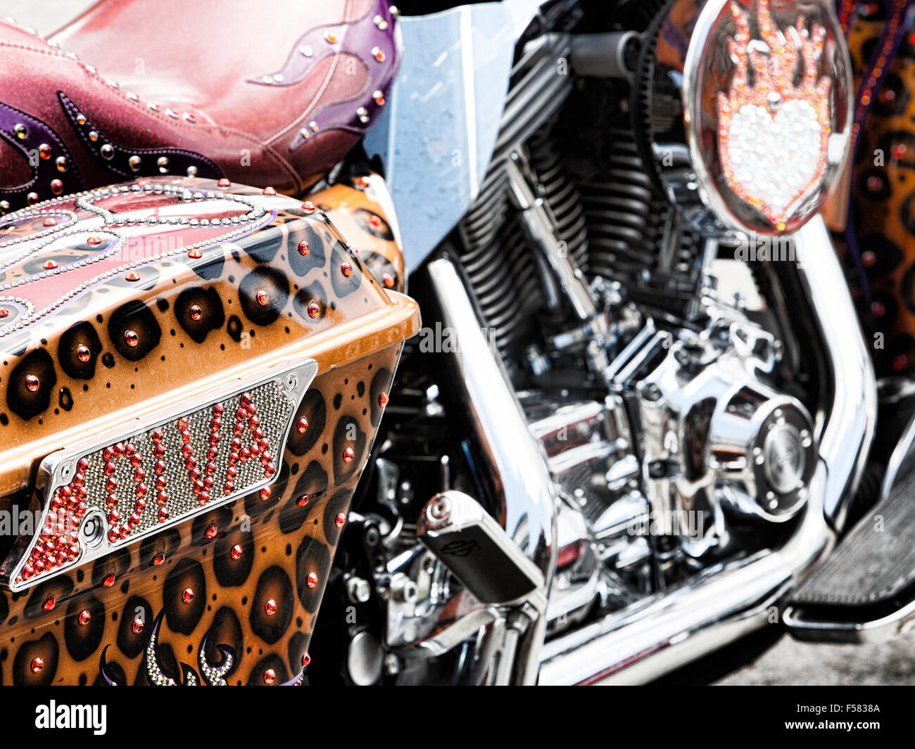 DIVA custom Motorrad Blenden Perlen. Stockfoto