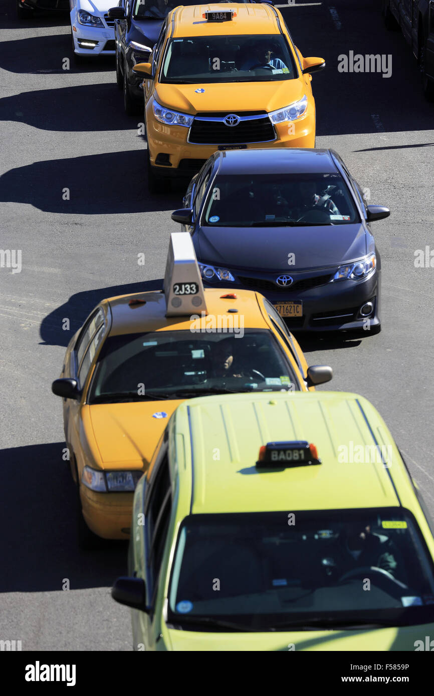 gelben Taxis im Stau. Manhattan, New York City. USA Stockfoto