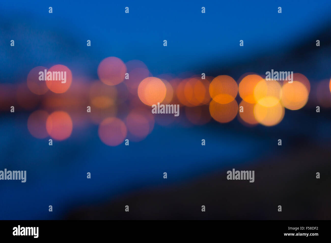 Abstrakte Bokeh Lights, Hintergrund der Winter Island Stockfoto