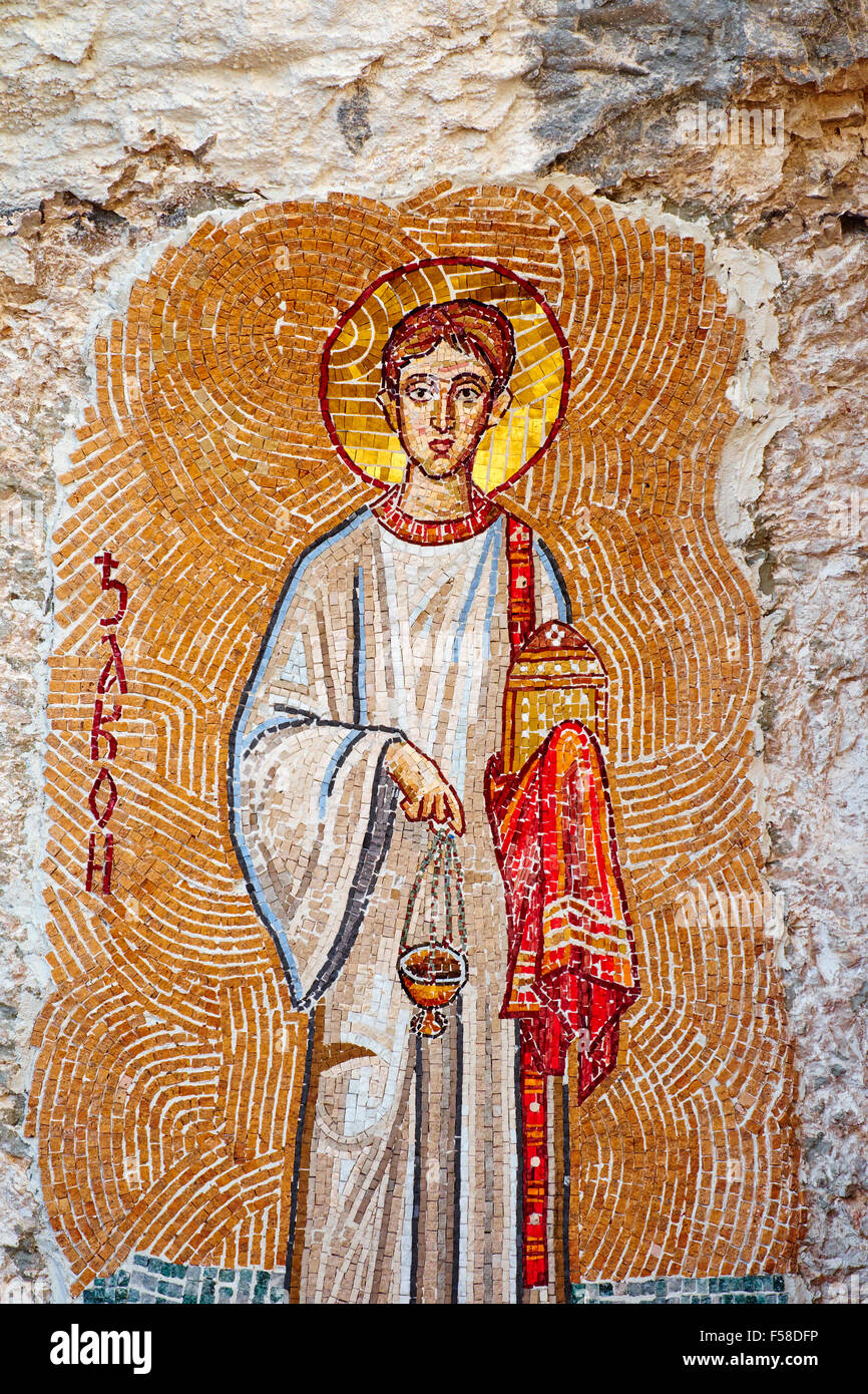 Montenegro-Ostrog-orthodoxen Klosters vom 17. Jahrhundert, Piva Tal, Details des Mosaiks Stockfoto
