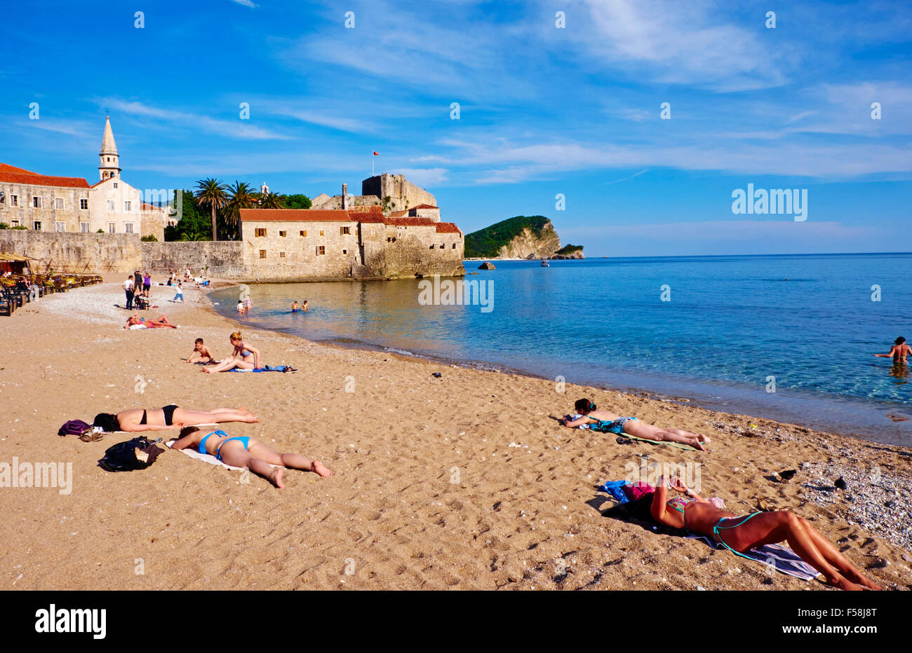 Montenegro, Adria-Küste, alte Stadt von Budva, Stari Grad Stockfoto