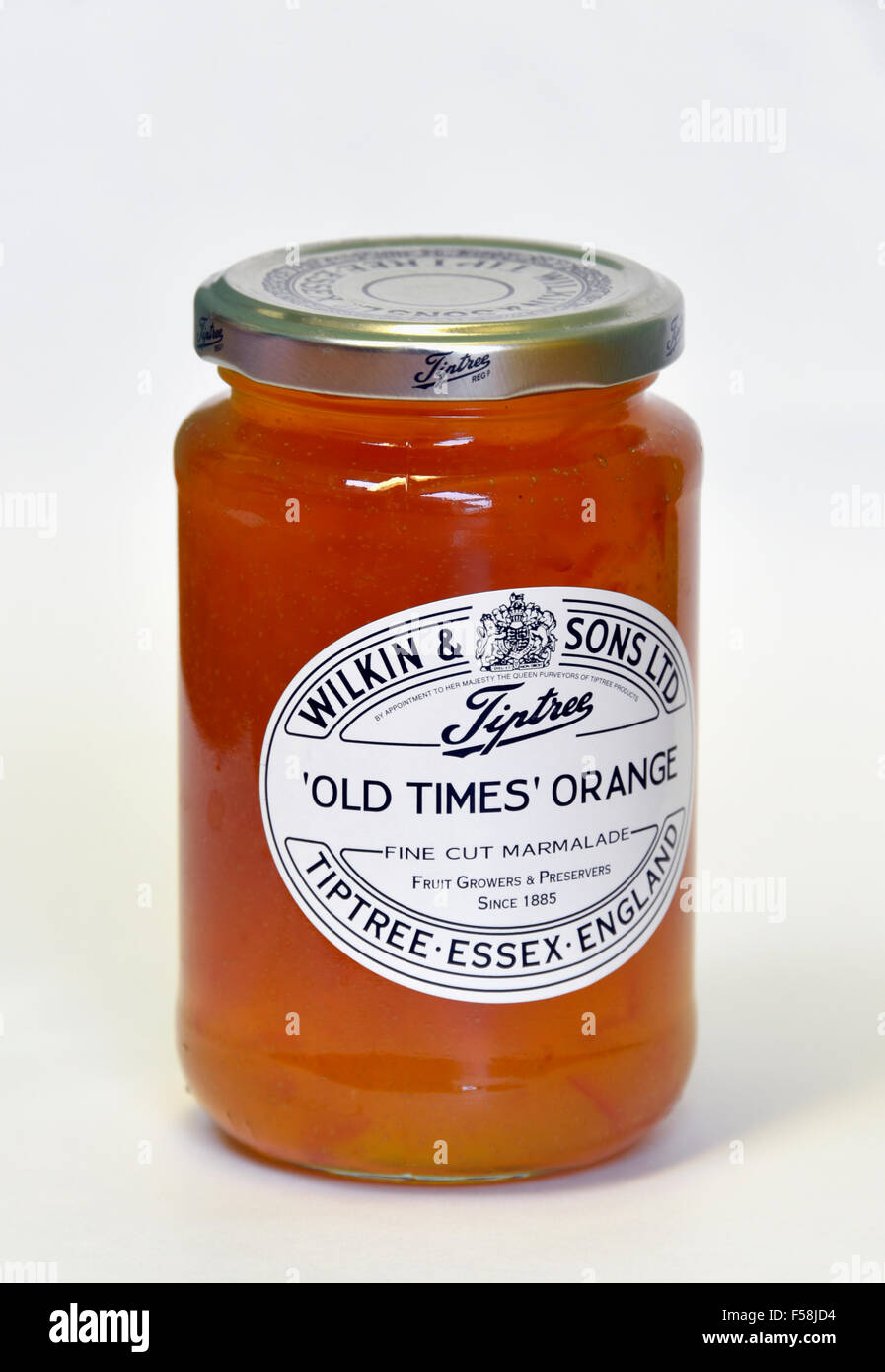 Glas von Wilkin und Sons Limited Tiptree "Alten Zeiten" Orange fein  geschnittenen Marmelade Stockfotografie - Alamy