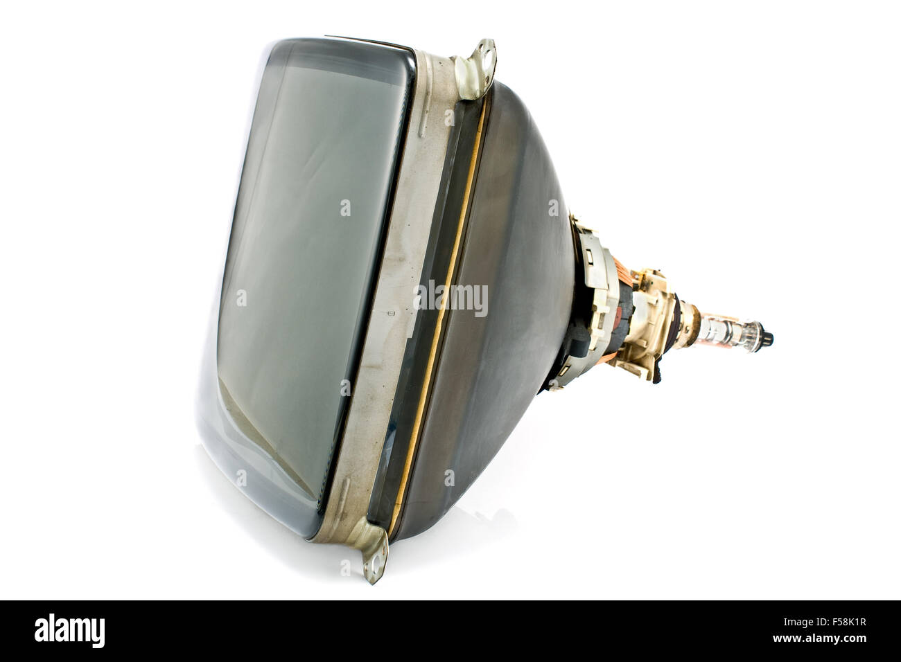 Rückseite des alten Fernseher tube Kathode isoliert auf weiss Stockfoto