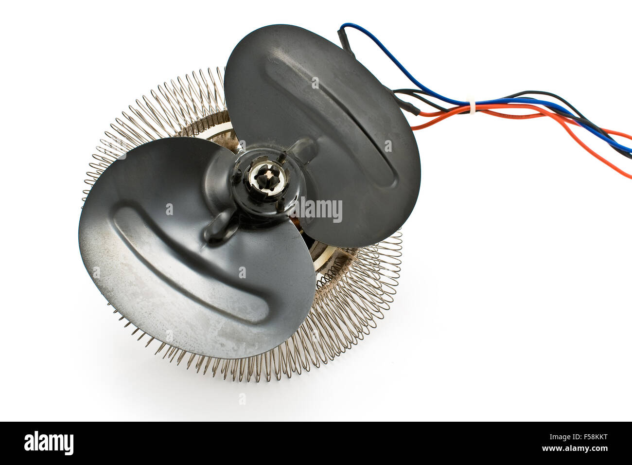 Elektrische Heizung Propeller isoliert auf weiss Stockfoto