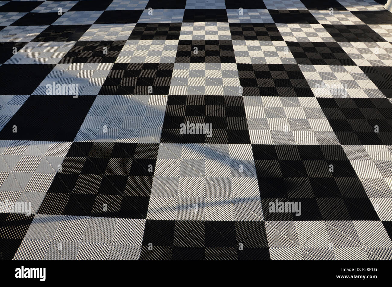 karierte Boden an Rennstrecke Zolder Belgien Stockfoto